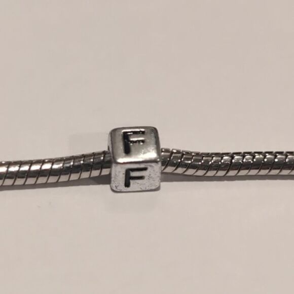 Silver F Spacer Charm for Pandora Style Bracelet - Picture 2 of 5